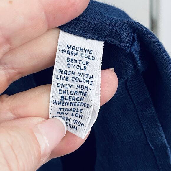 Vintage Polo Ralph Lauren Shirt Mens XXL Navy Blue Caldwell Linen Loop Collar - Picture 5 of 7